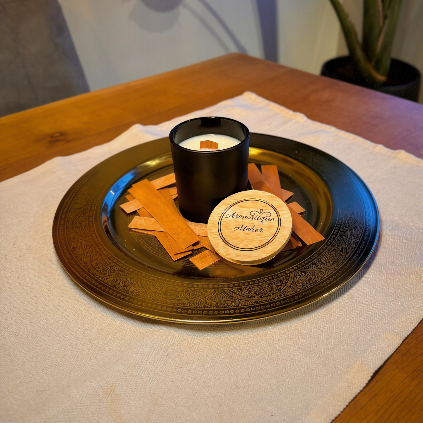 47+H Premium Candle - The One Inspired on elegant tray with fragrance strips.