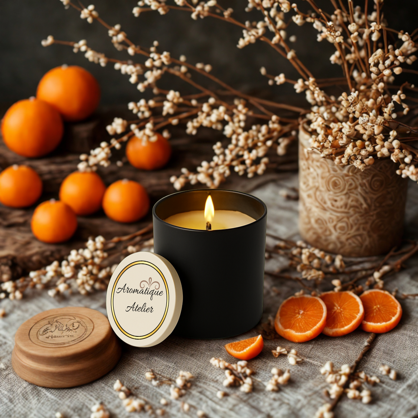 47+H Premium Kaars - Mandarijn & Sandelhout