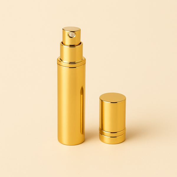 10ML gold travel perfume spray bottle with cap, compact and luxurious for long-lasting fragrance on the go