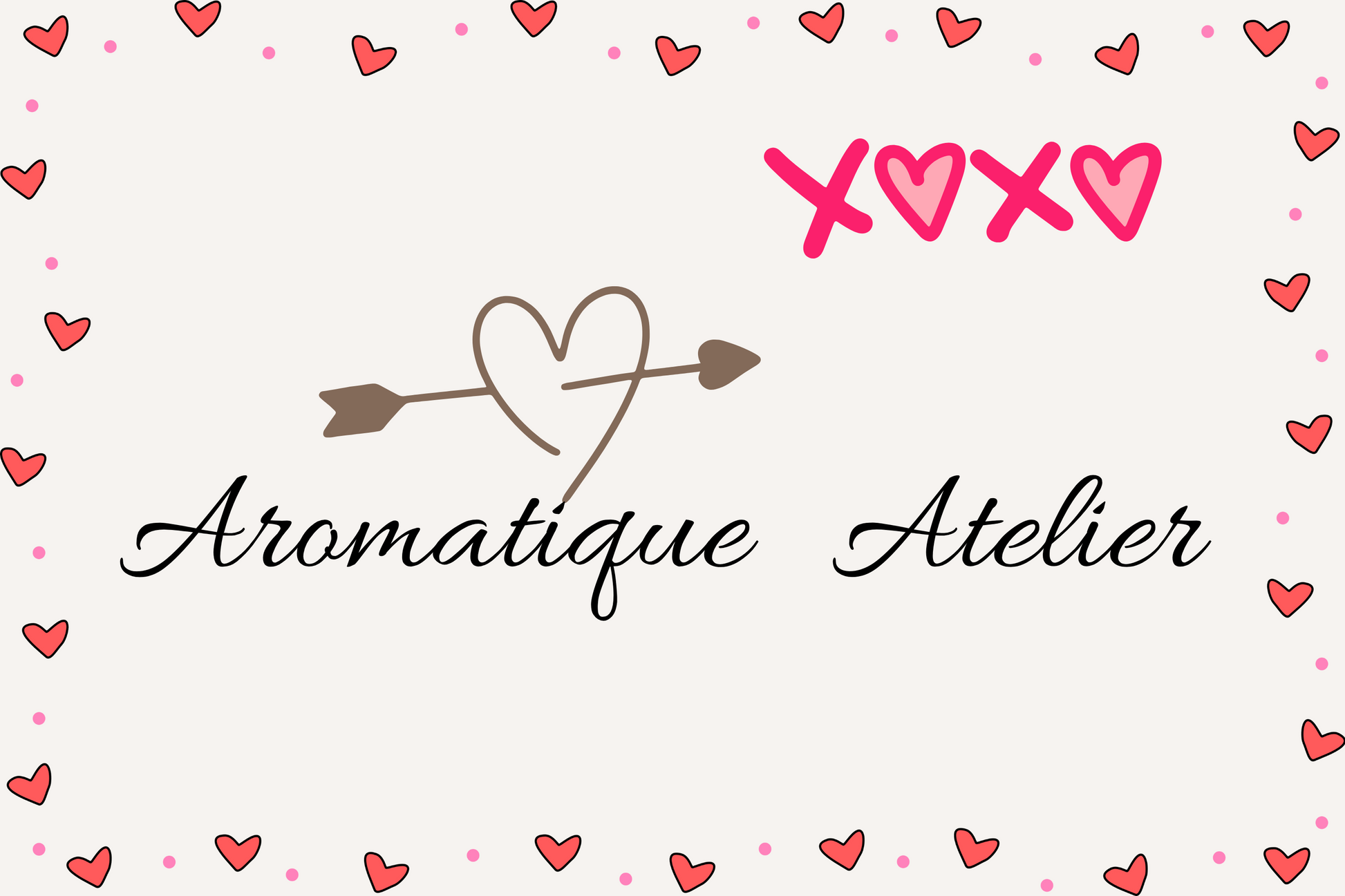 Aromatique Atelier Valentine's Day gift card with heart and arrow design.
